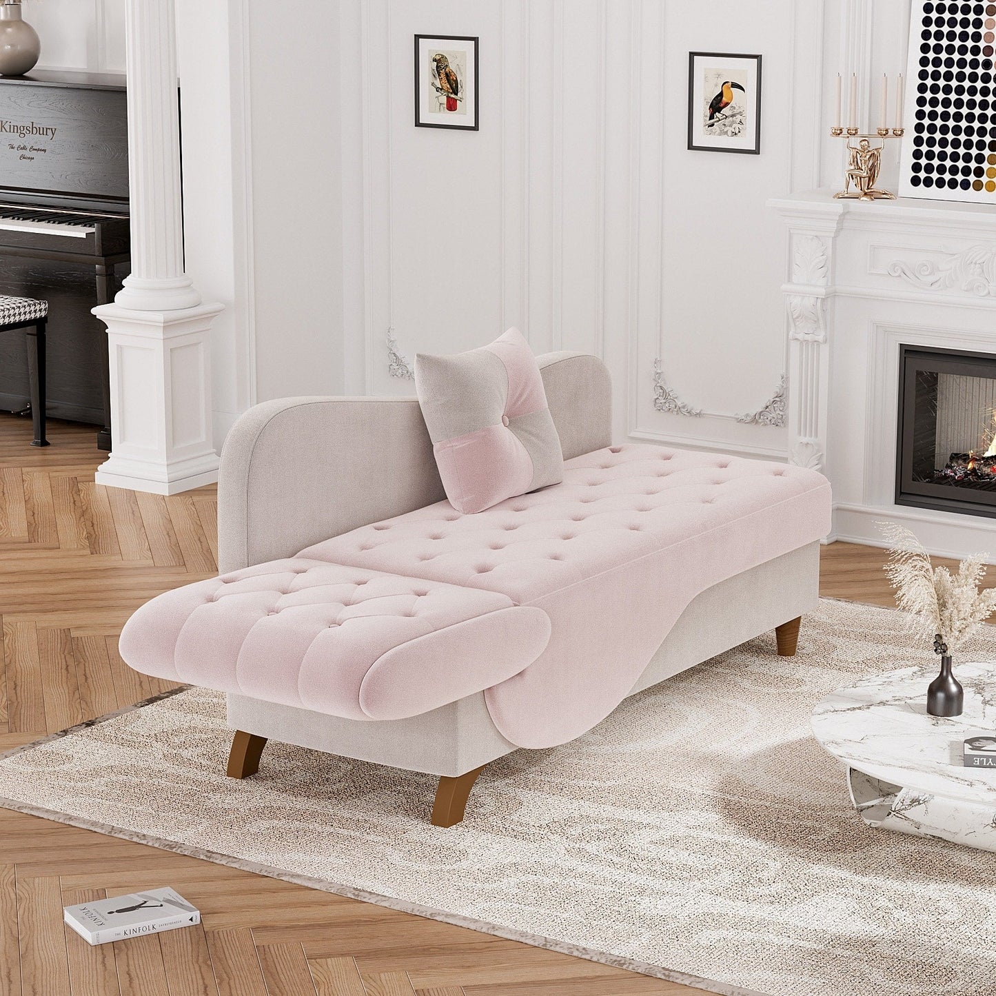 Poltrona chaise longue imbottita Ouyessir con bracciolo sinistro e cuscino lombare