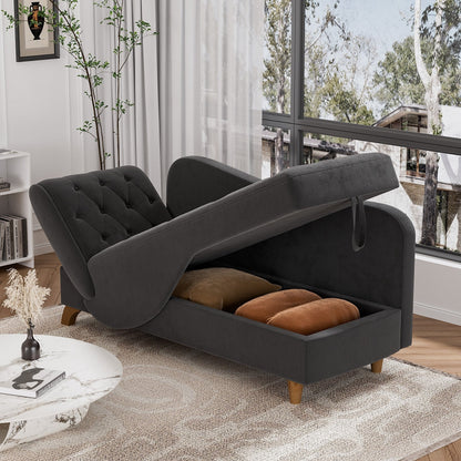 Poltrona chaise longue imbottita Ouyessir con bracciolo sinistro e cuscino lombare