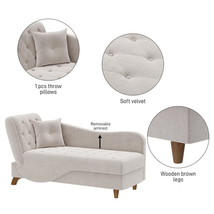 Poltrona chaise longue imbottita Ouyessir con bracciolo sinistro e cuscino lombare