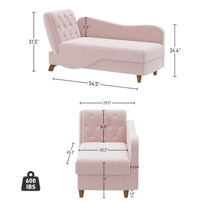 Poltrona chaise longue imbottita Ouyessir con bracciolo sinistro e cuscino lombare