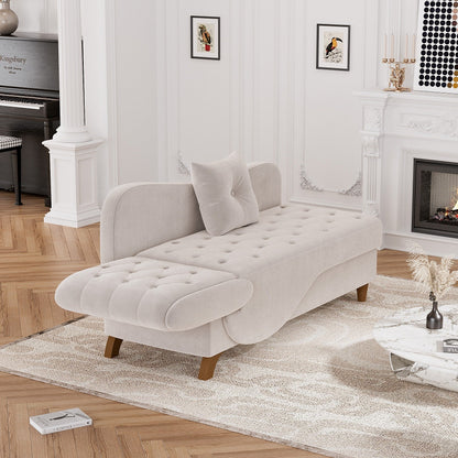 Poltrona chaise longue imbottita Ouyessir con bracciolo sinistro e cuscino lombare