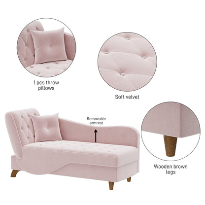 Poltrona chaise longue imbottita Ouyessir con bracciolo sinistro e cuscino lombare