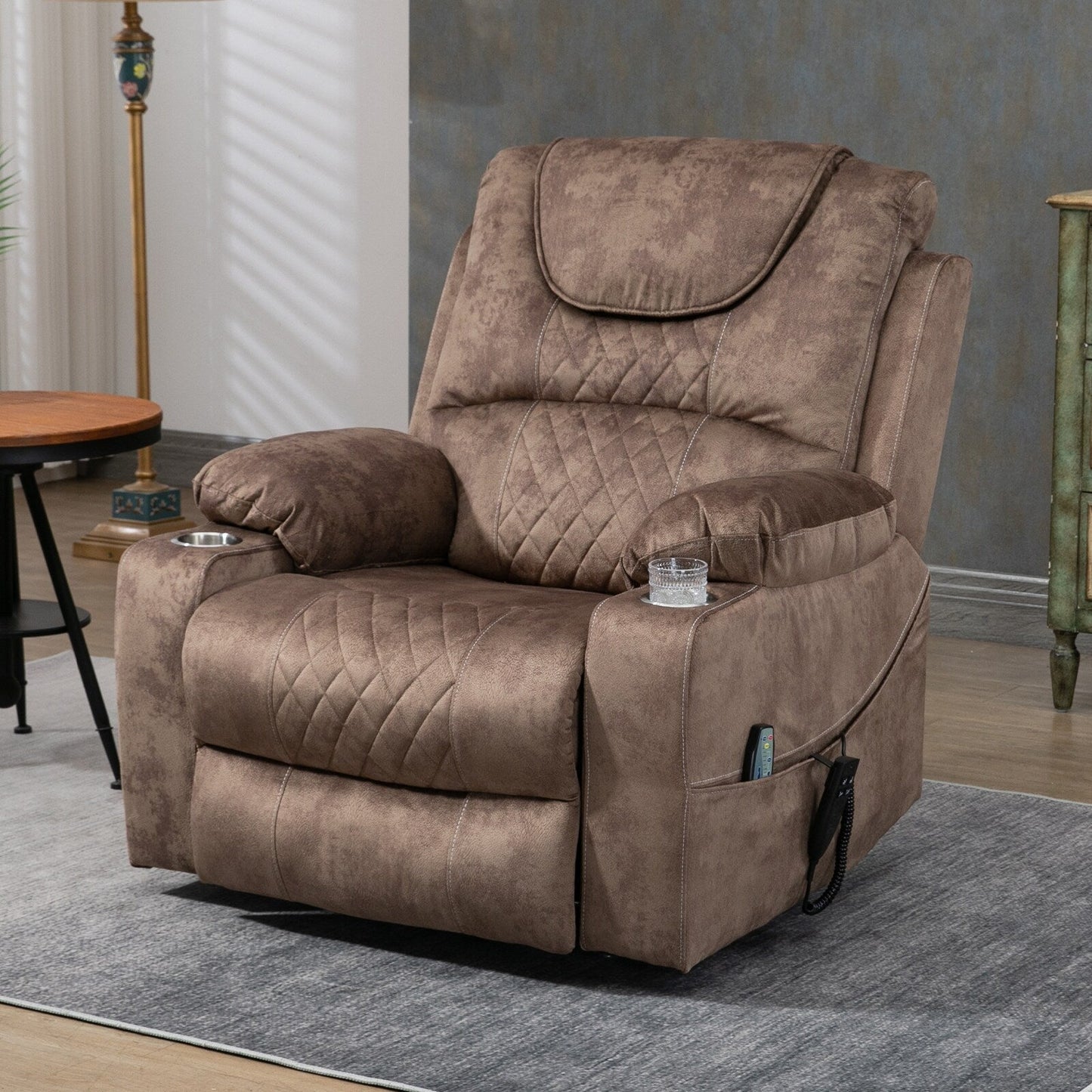 Poltrona reclinabile elettrica con sollevamento orizzontale a 180°, di grandi dimensioni, con controllo indipendente e doppio motore, modello di punta, aggiornata