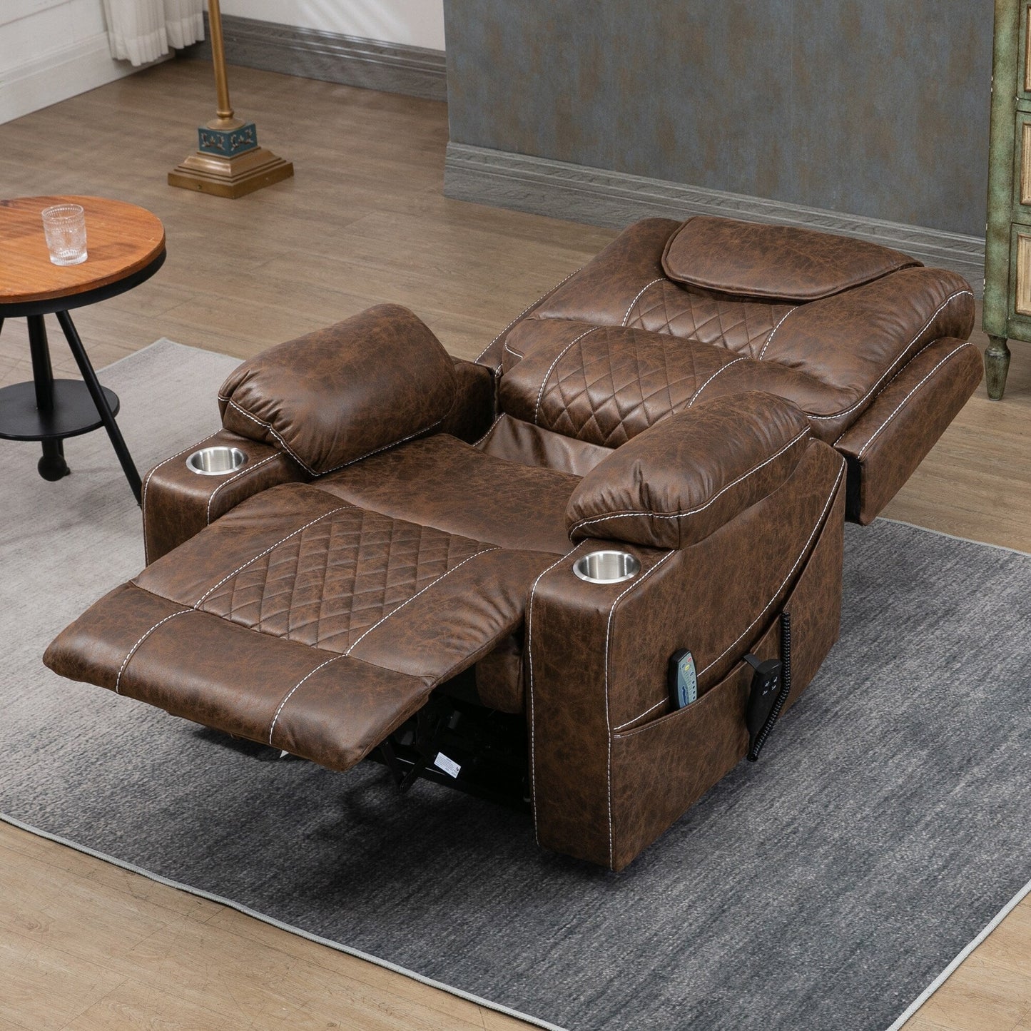 Poltrona reclinabile elettrica con sollevamento orizzontale a 180°, di grandi dimensioni, con controllo indipendente e doppio motore, modello di punta, aggiornata