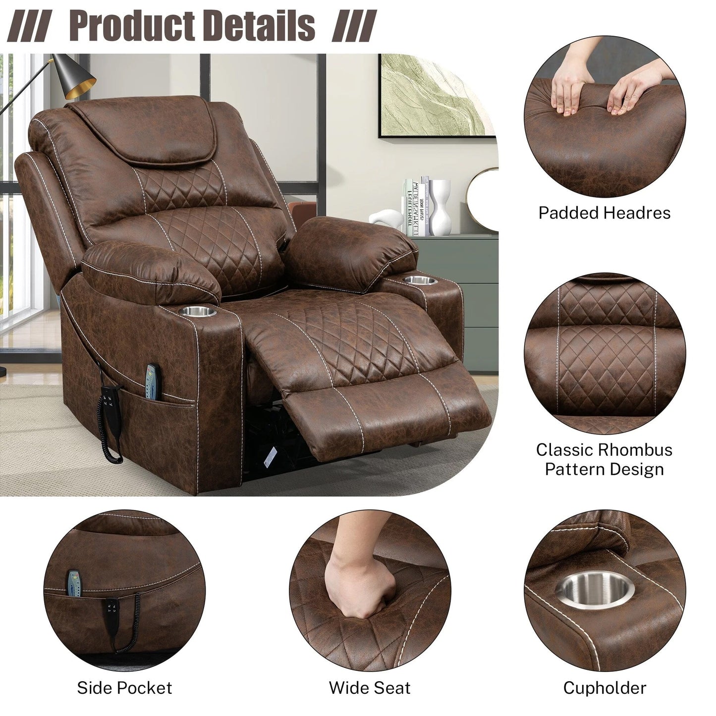 Poltrona reclinabile elettrica con sollevamento orizzontale a 180°, di grandi dimensioni, con controllo indipendente e doppio motore, modello di punta, aggiornata