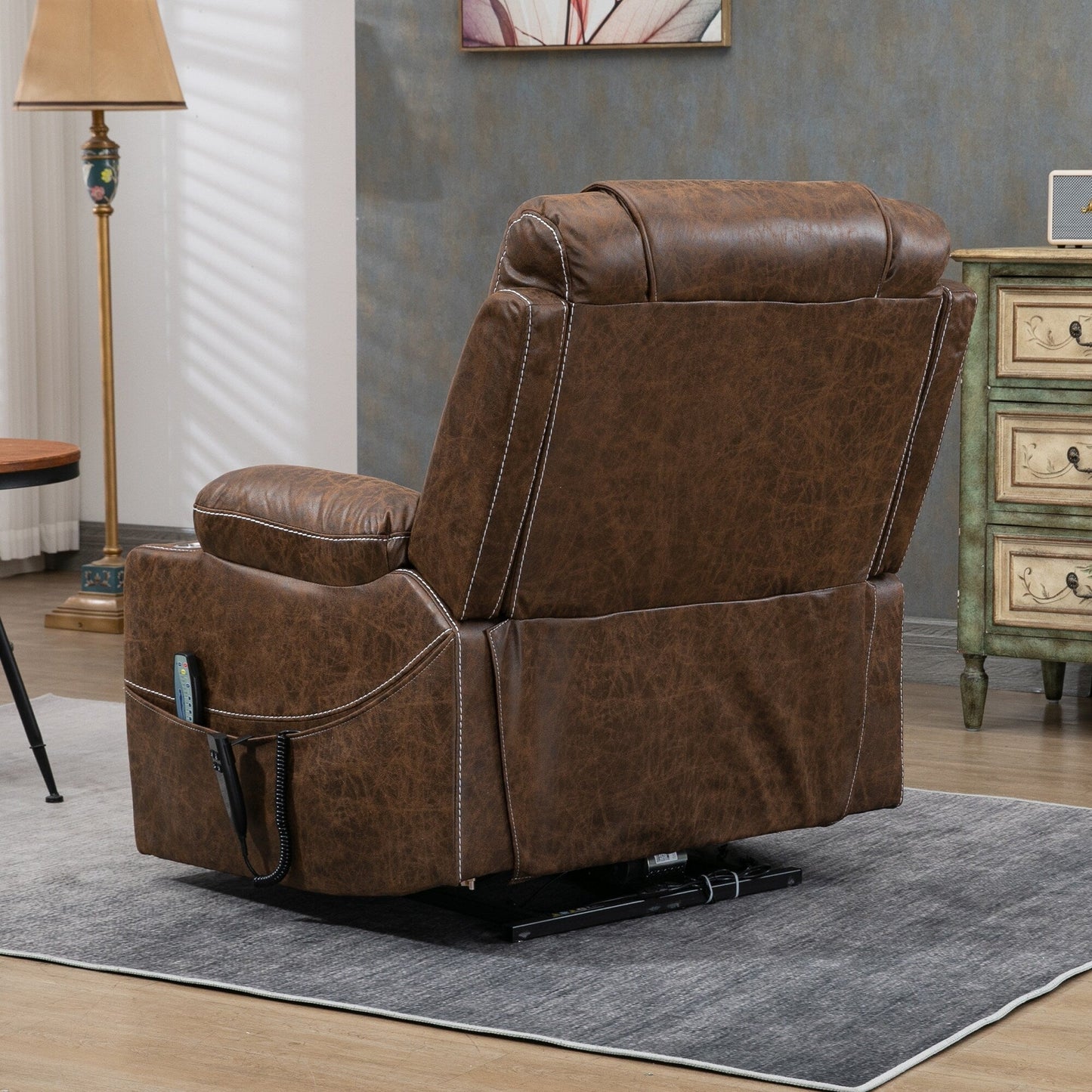 Poltrona reclinabile elettrica con sollevamento orizzontale a 180°, di grandi dimensioni, con controllo indipendente e doppio motore, modello di punta, aggiornata