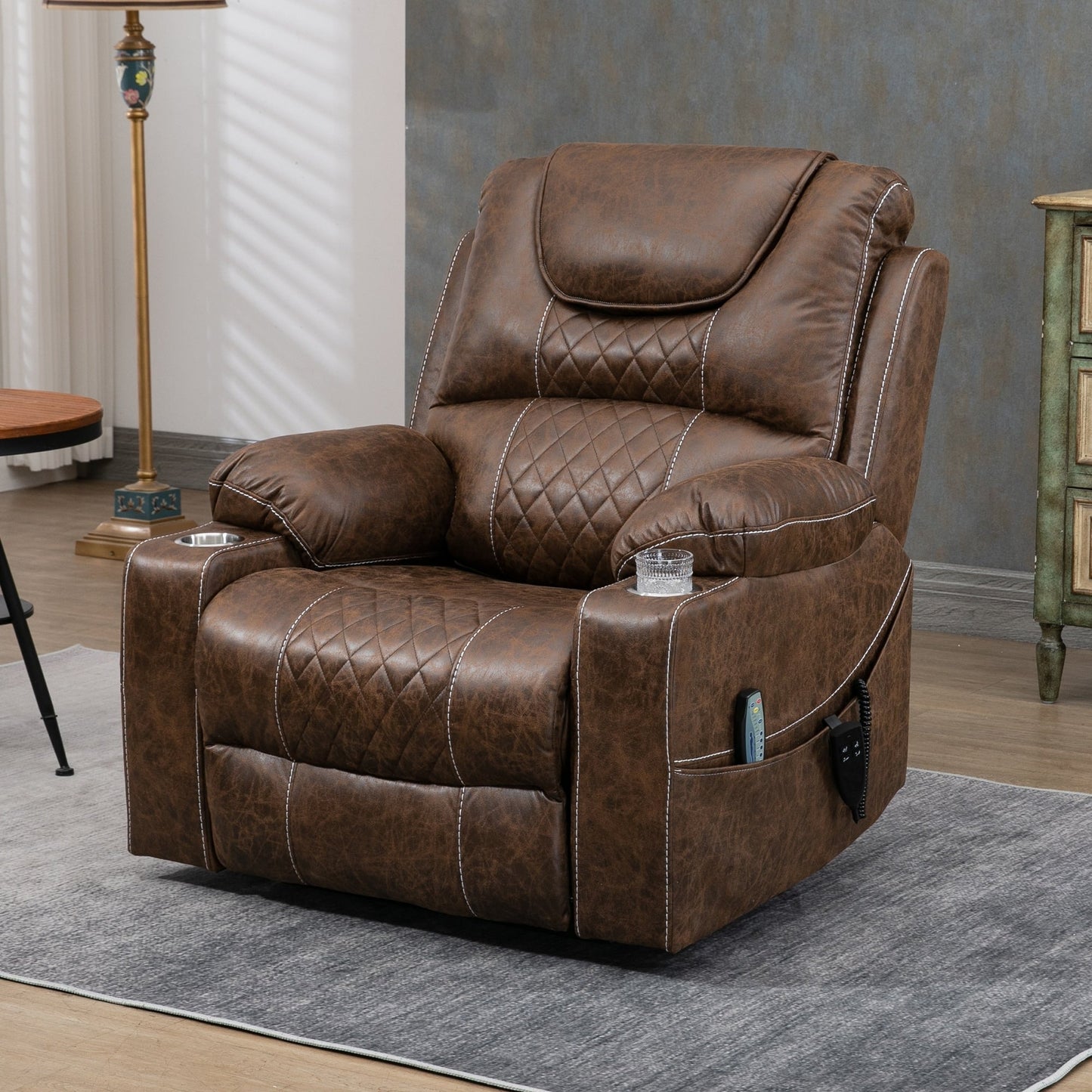 Poltrona reclinabile elettrica con sollevamento orizzontale a 180°, di grandi dimensioni, con controllo indipendente e doppio motore, modello di punta, aggiornata