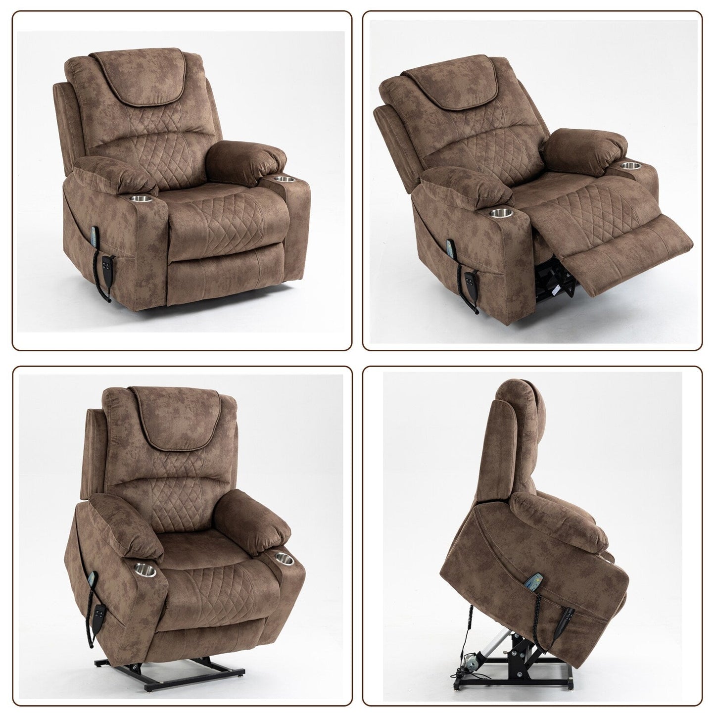 Poltrona reclinabile elettrica con sollevamento orizzontale a 180°, di grandi dimensioni, con controllo indipendente e doppio motore, modello di punta, aggiornata