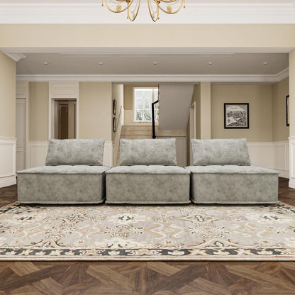 Set di divani modulari quadrati in ciniglia di grandi dimensioni, 3 pezzi, con cuscini in schiuma ad alta densità, combinazione libera