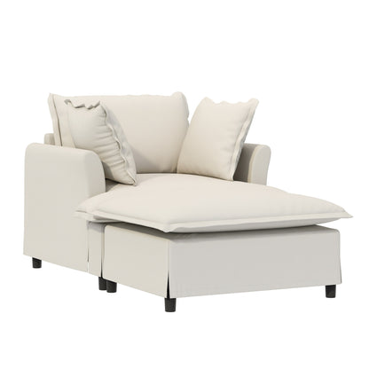 Divano letto singolo in ciniglia con chaise longue oversize e poltrona letto con poggiapiedi mobile per soggiorno e camera da letto