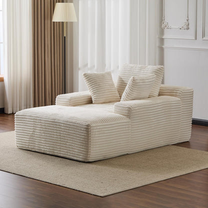 Divano letto oversize in velluto a coste con chaise longue e cuscini per soggiorno, senza montaggio