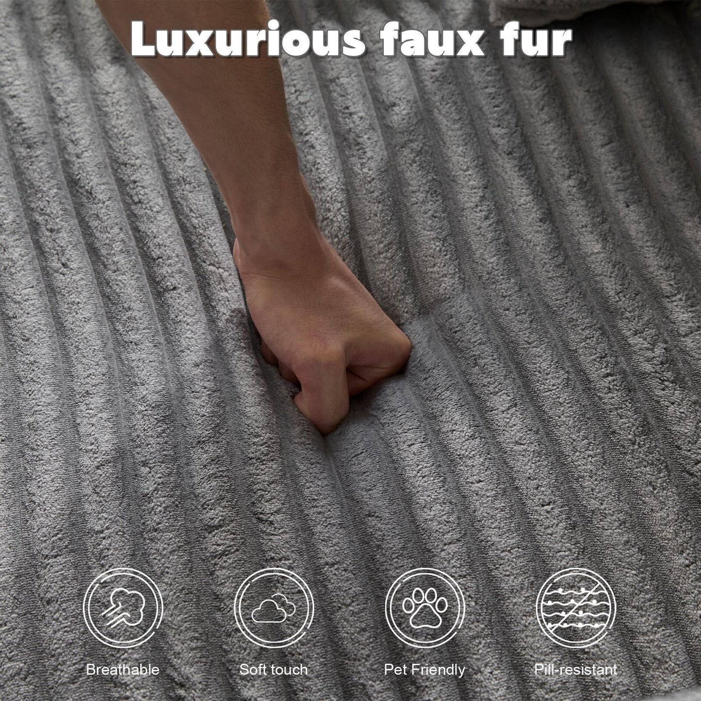 Divano letto oversize in velluto a coste con chaise longue e cuscini per soggiorno, senza montaggio