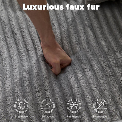 Divano letto oversize in velluto a coste con chaise longue e cuscini per soggiorno, senza montaggio