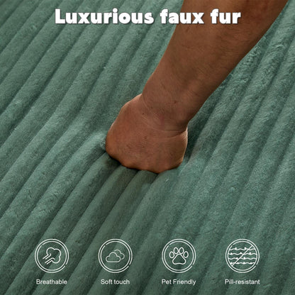 Divano letto oversize in velluto a coste con chaise longue e cuscini per soggiorno, senza montaggio