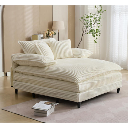 Divano letto regolabile in velluto a coste soffice e chaise longue oversize
