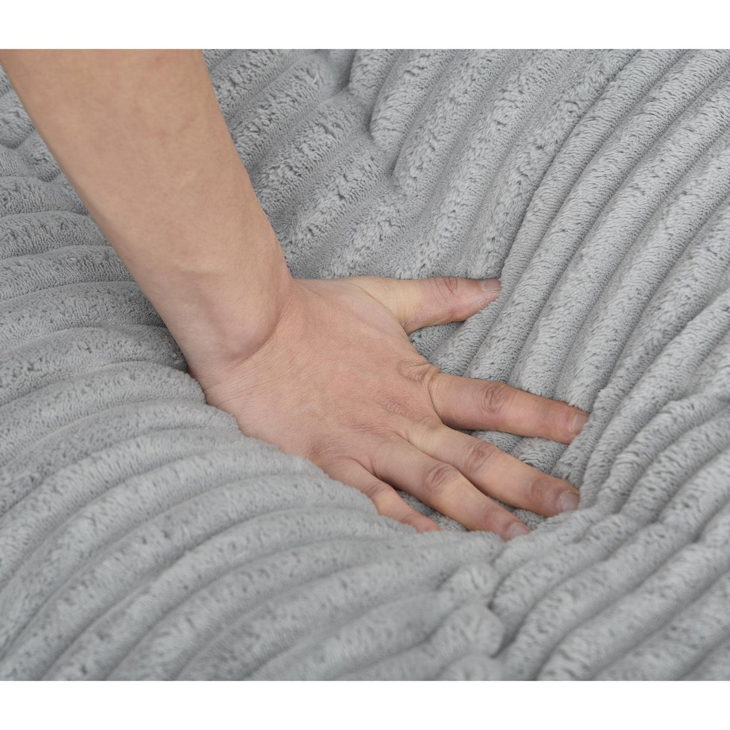 Divano letto regolabile in velluto a coste soffice e chaise longue oversize