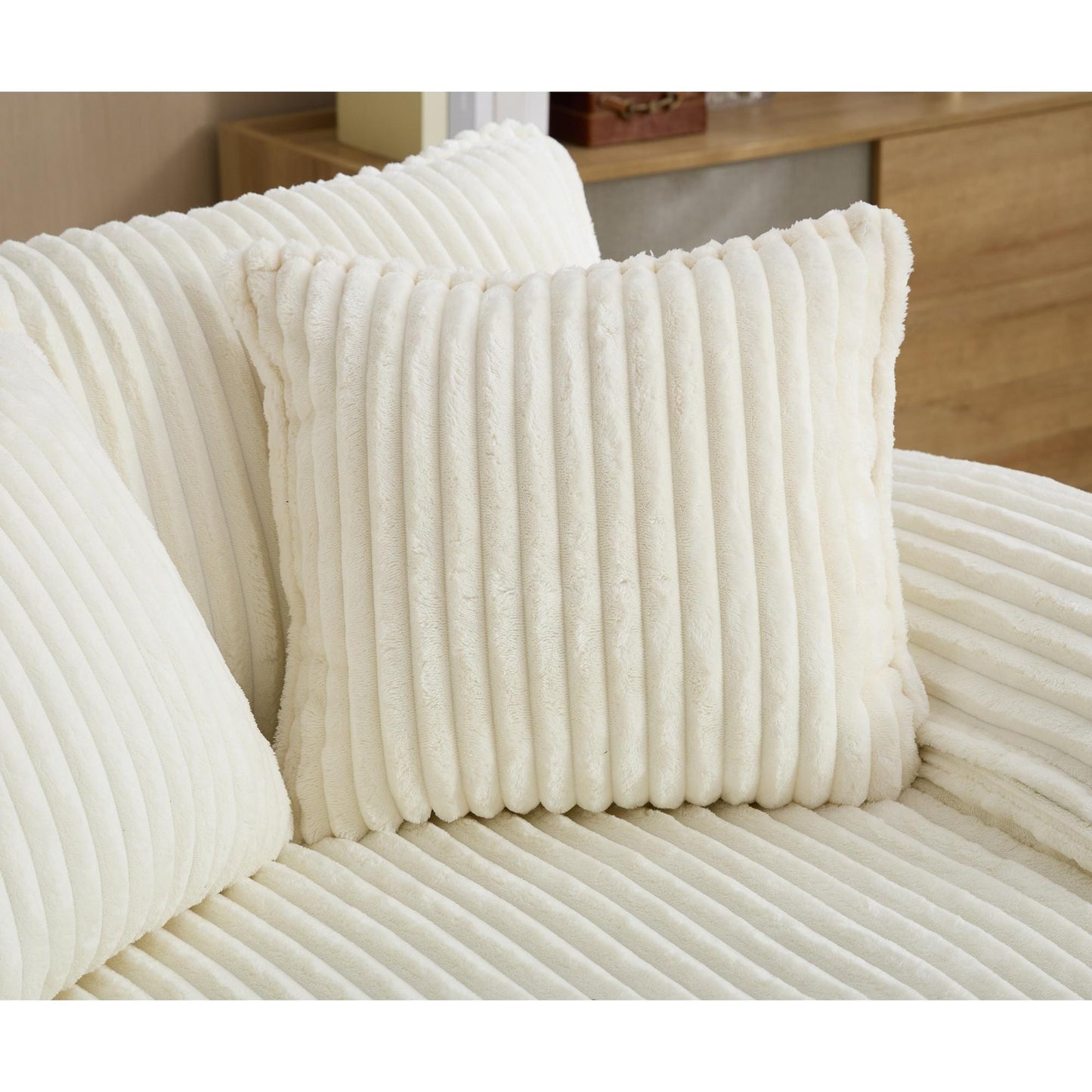 Divano letto regolabile in velluto a coste soffice e chaise longue oversize