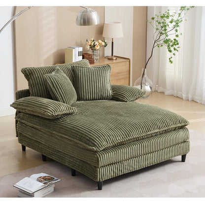 Divano letto regolabile in velluto a coste soffice e chaise longue oversize