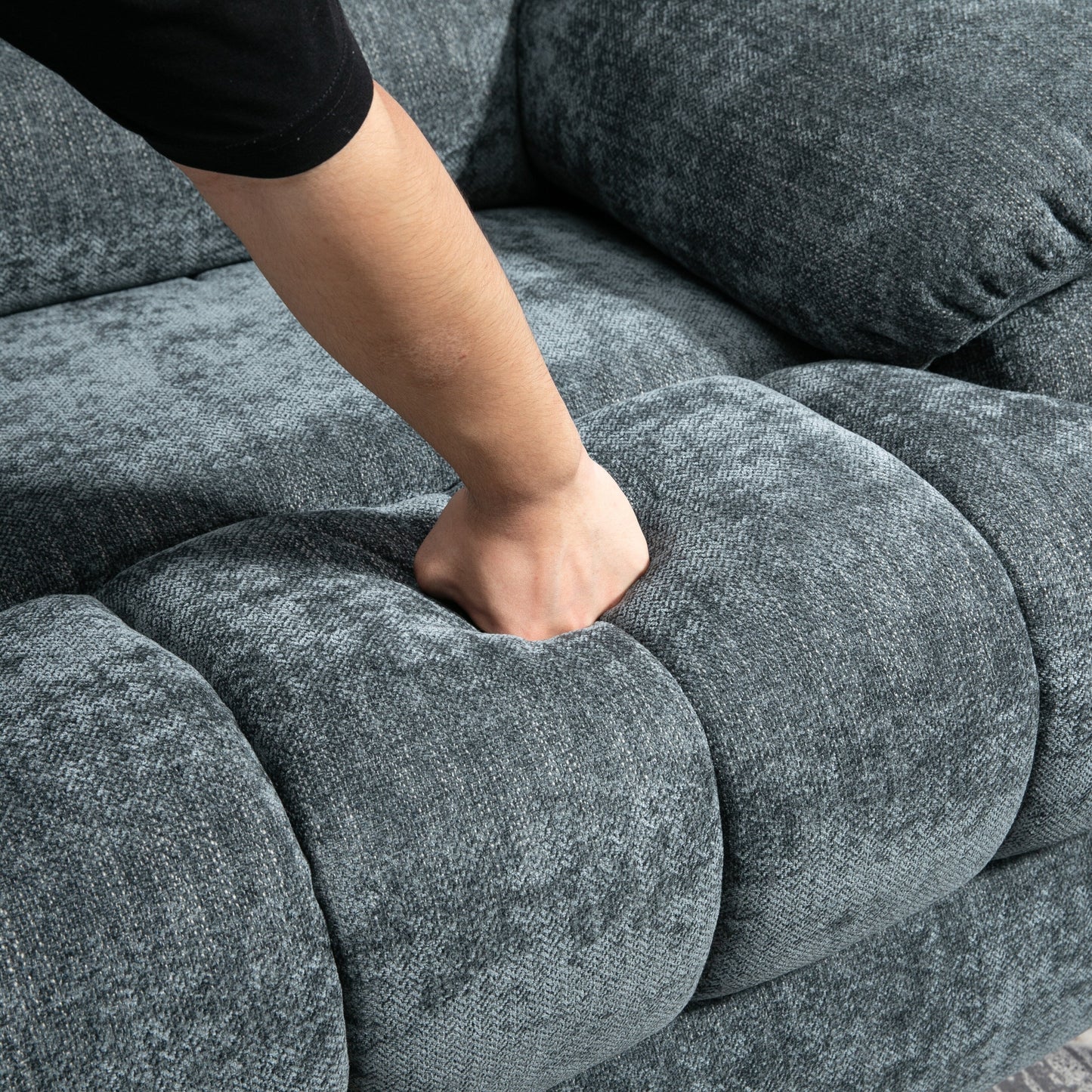 Poltrona reclinabile elettrica Chenille di grandi dimensioni con massaggio e riscaldamento lombare, porta di ricarica USB