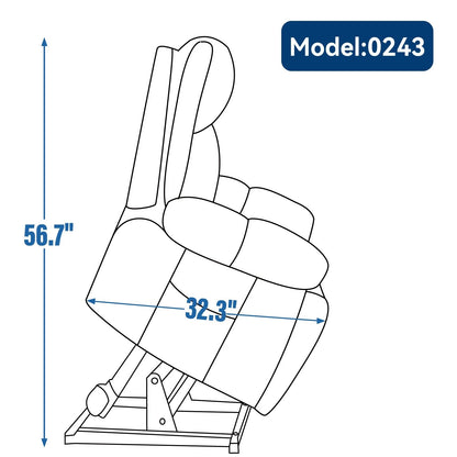 Poltrona reclinabile elettrica Chenille di grandi dimensioni con massaggio e calore
