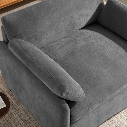 Poltrona singola oversize in ciniglia, seduta ampia e profonda con cuscini decorativi di Harper&amp;Bright Designs