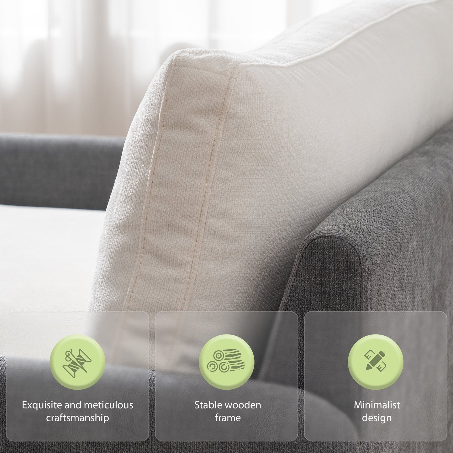 Poltrona singola oversize in ciniglia, seduta ampia e profonda con cuscini decorativi di Harper&amp;Bright Designs