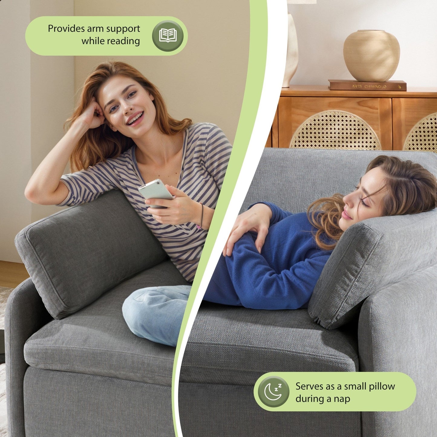 Poltrona singola oversize in ciniglia, seduta ampia e profonda con cuscini decorativi di Harper&amp;Bright Designs