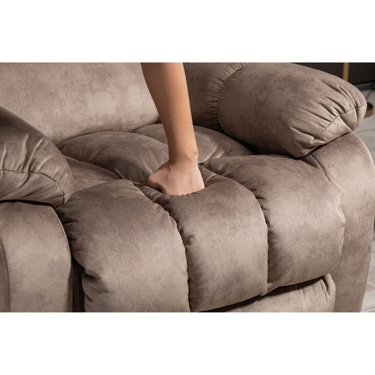 Poltrona reclinabile elettrica imbottita in ciniglia di grandi dimensioni con massaggio a 8 punti e riscaldamento lombare, tasche laterali