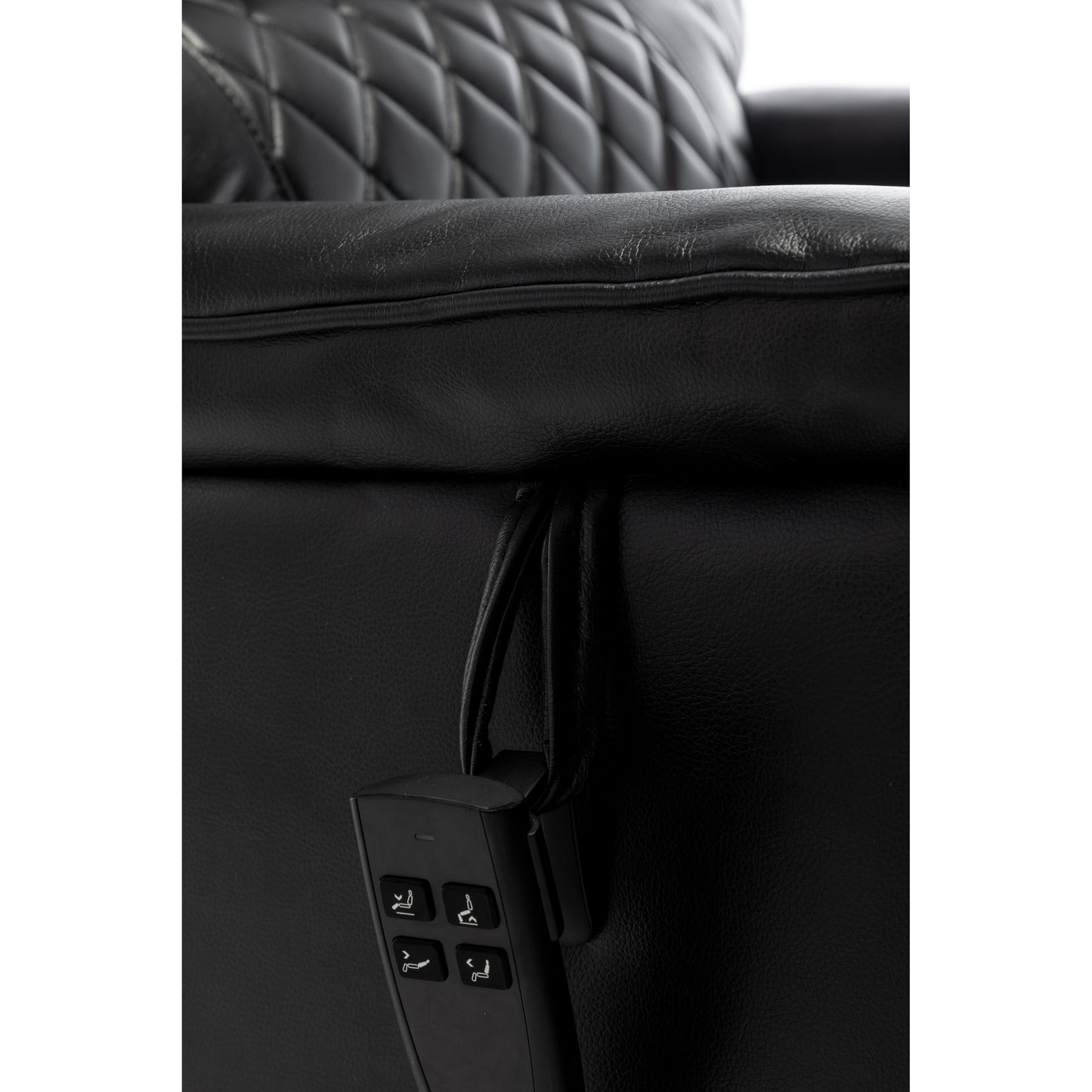 Poltrona reclinabile elettrica di grandi dimensioni con motore OKIN, reclinazione infinita fino a 180°, seduta extra larga e comodo vano portaoggetti laterale