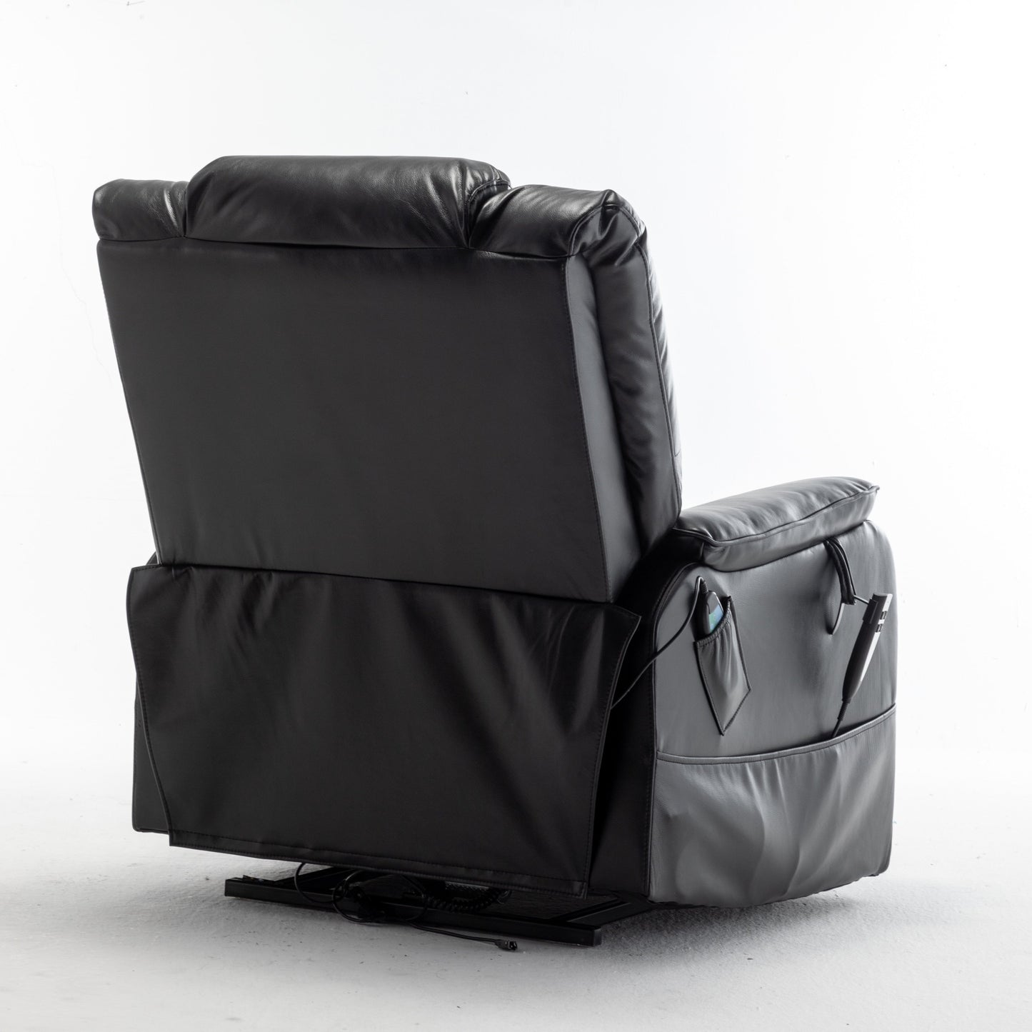 Poltrona reclinabile elettrica di grandi dimensioni con motore OKIN, reclinazione infinita fino a 180°, seduta extra larga e comodo vano portaoggetti laterale