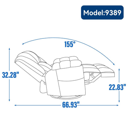 Poltrona reclinabile in tessuto oversize con funzione di rotazione a 360° e oscillazione, controllo manuale per il massimo comfort