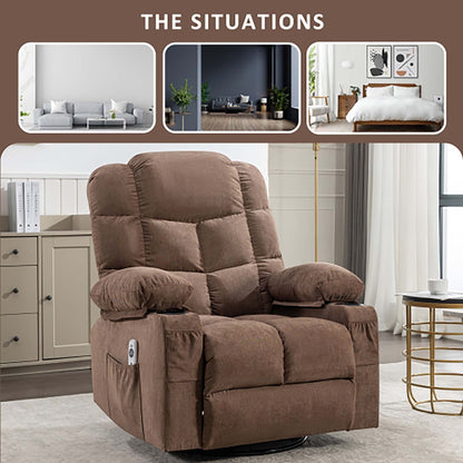 Poltrona reclinabile massaggiante di grandi dimensioni con 2 portabicchieri