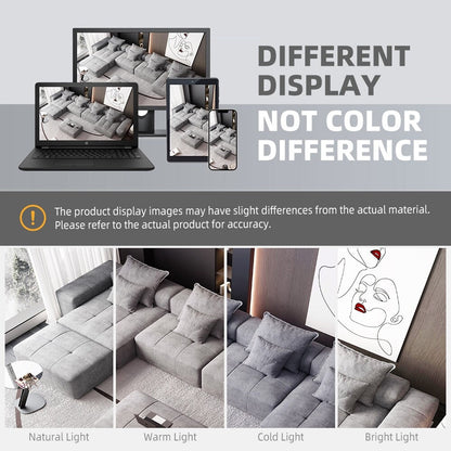 Divano componibile modulare oversize in ciniglia a 6 posti con cuscini e 8 cuscini per soggiorno