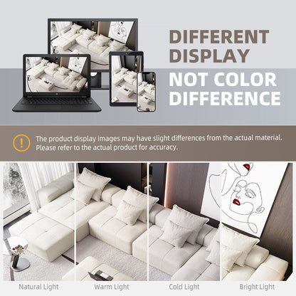 Divano componibile modulare oversize in ciniglia a 6 posti con cuscini e 8 cuscini per soggiorno