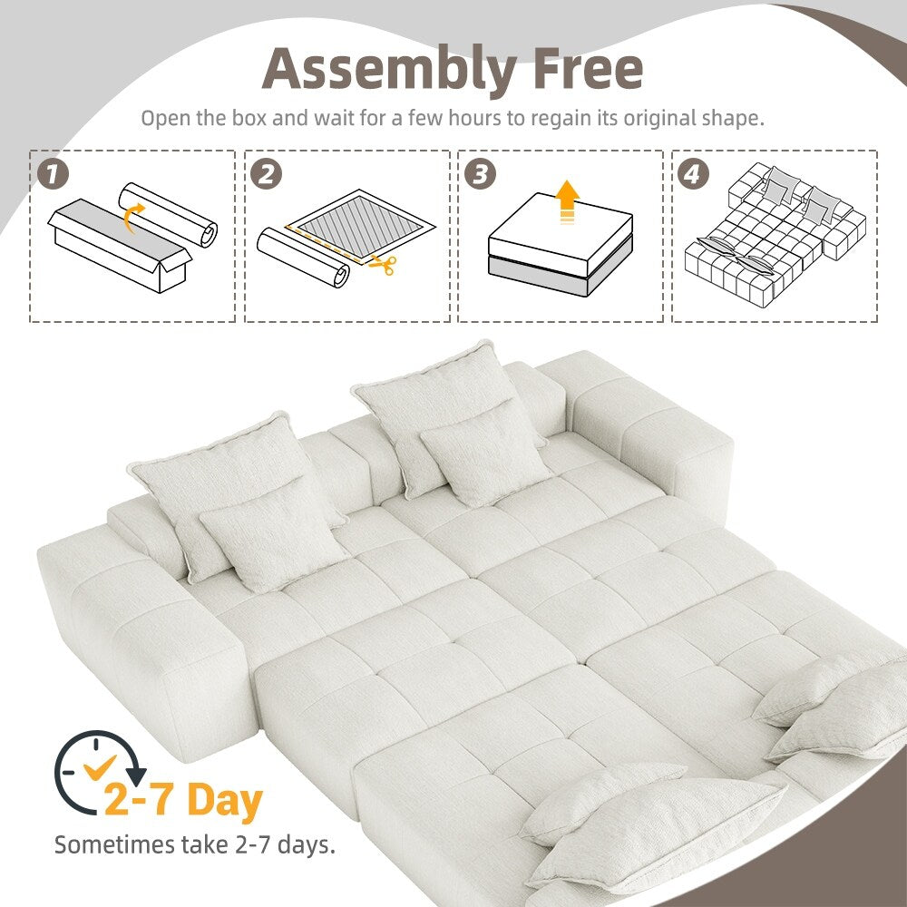 Divano componibile modulare oversize in ciniglia a 6 posti con cuscini e 8 cuscini per soggiorno