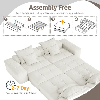 Divano componibile modulare oversize in ciniglia a 6 posti con cuscini e 8 cuscini per soggiorno