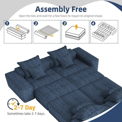 Divano componibile modulare oversize in ciniglia a 6 posti con cuscini e 8 cuscini per soggiorno