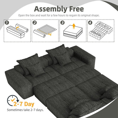 Divano componibile modulare oversize in ciniglia a 6 posti con cuscini e 8 cuscini per soggiorno