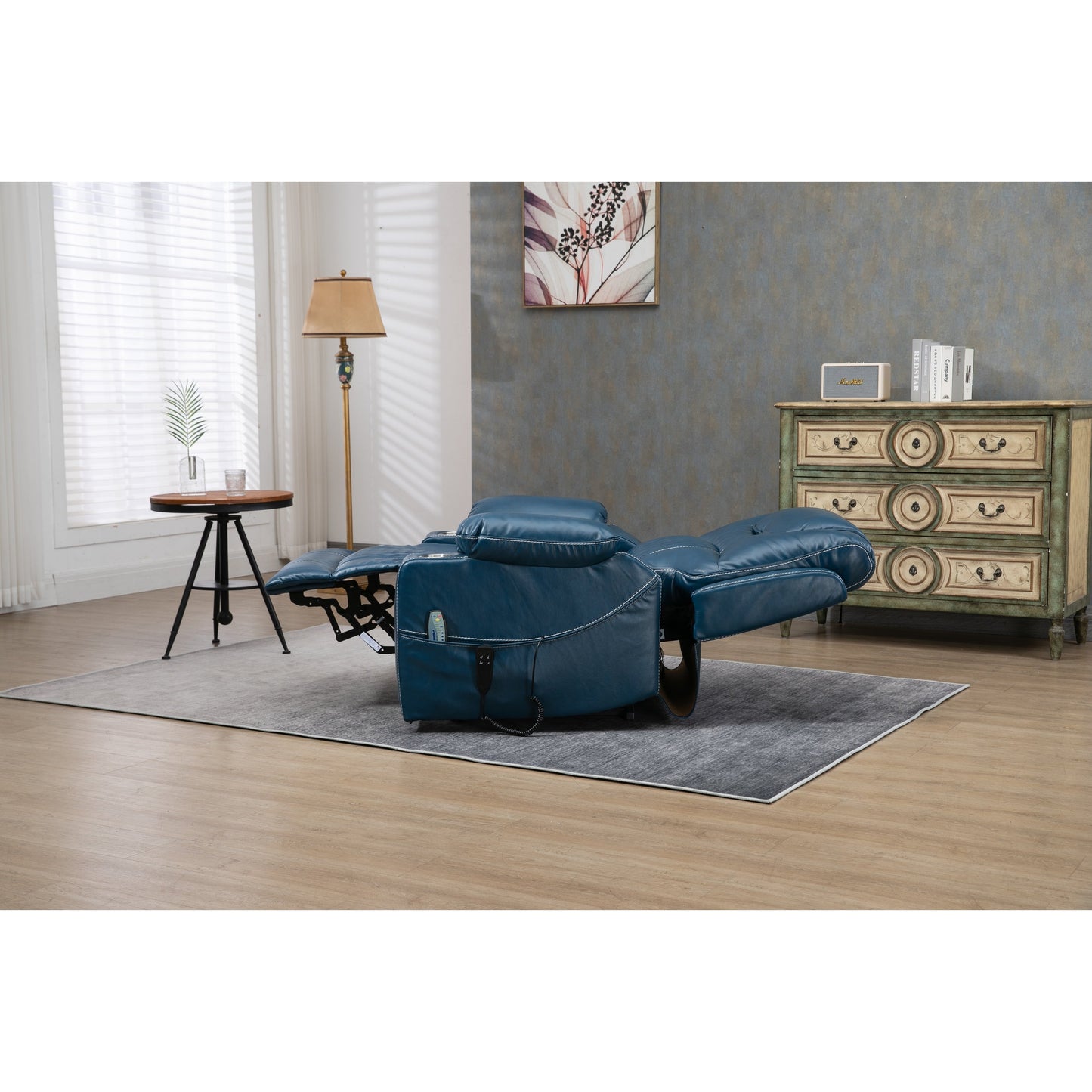 Poltrona reclinabile elettrica oversize in pelle PU con massaggio, riscaldamento lombare, portabicchieri, posizione orizzontale a 180°