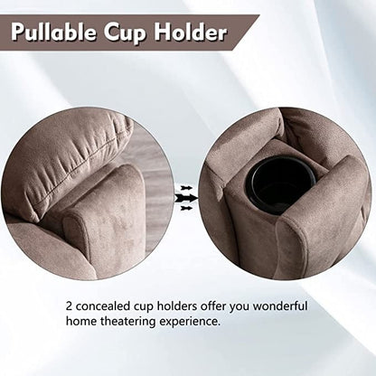 Poltrona reclinabile con sollevamento elettrico di grandi dimensioni, massaggio e riscaldamento con 2 portabicchieri nascosti per anziani