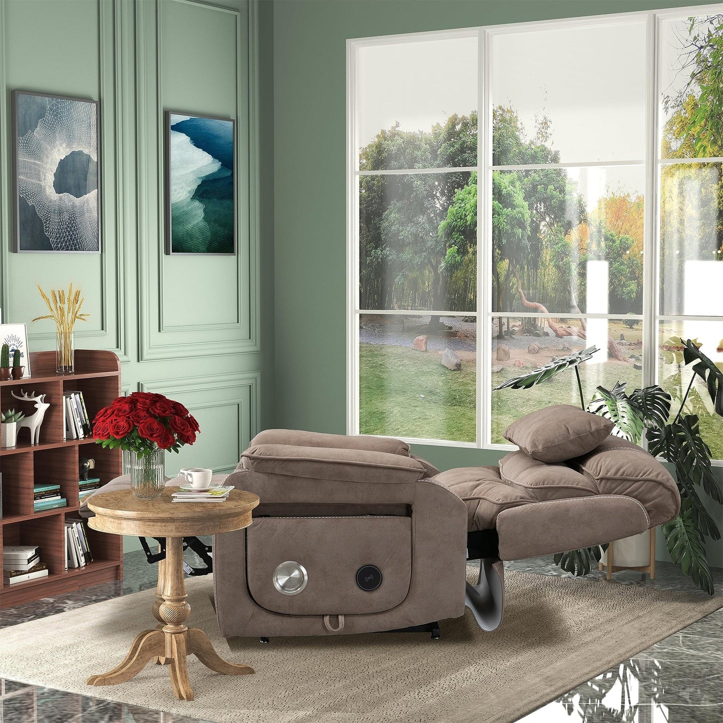 Poltrona reclinabile elettrica di grandi dimensioni con massaggio termico, posizione sdraiata a 180°