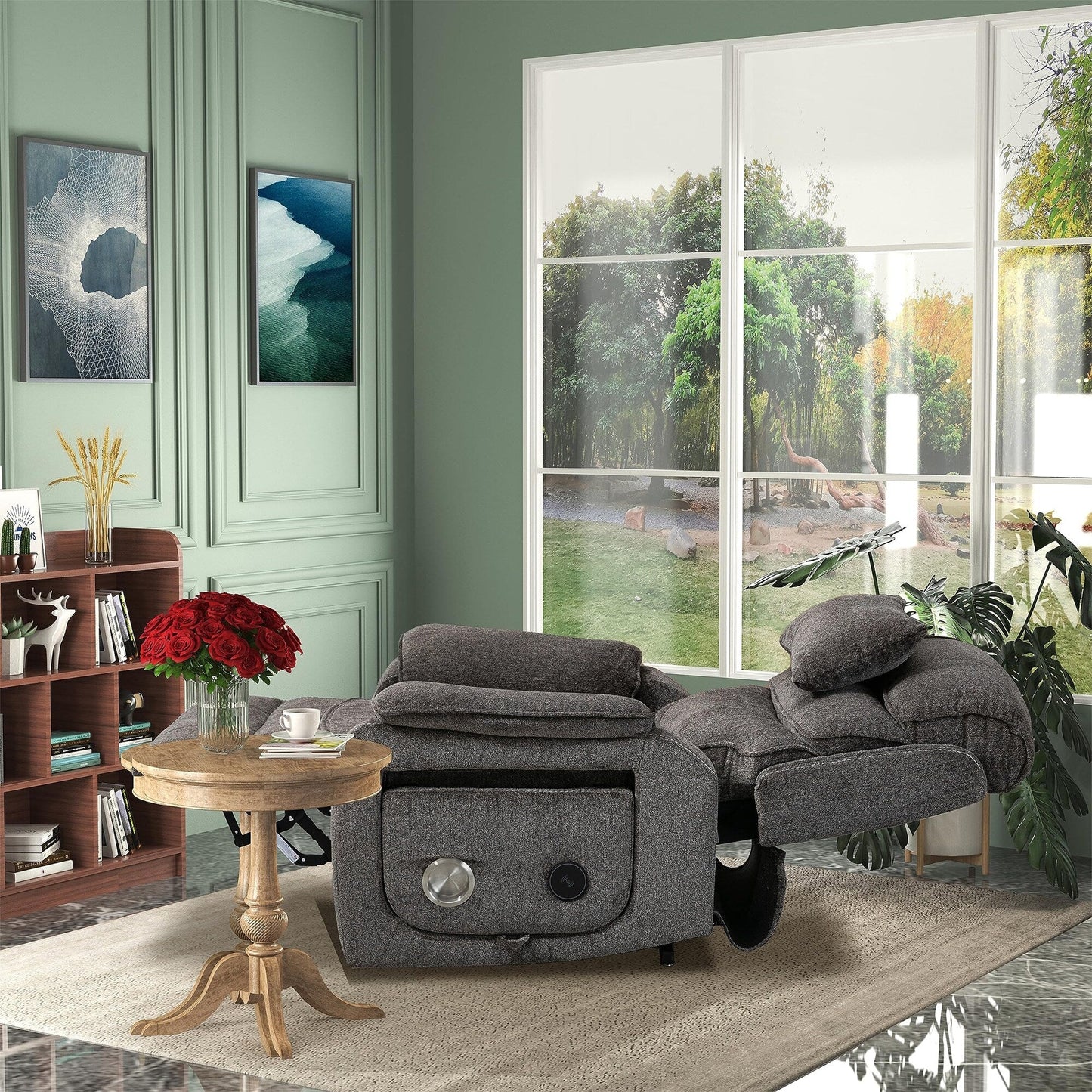 Poltrona reclinabile elettrica di grandi dimensioni con massaggio termico, posizione sdraiata a 180°