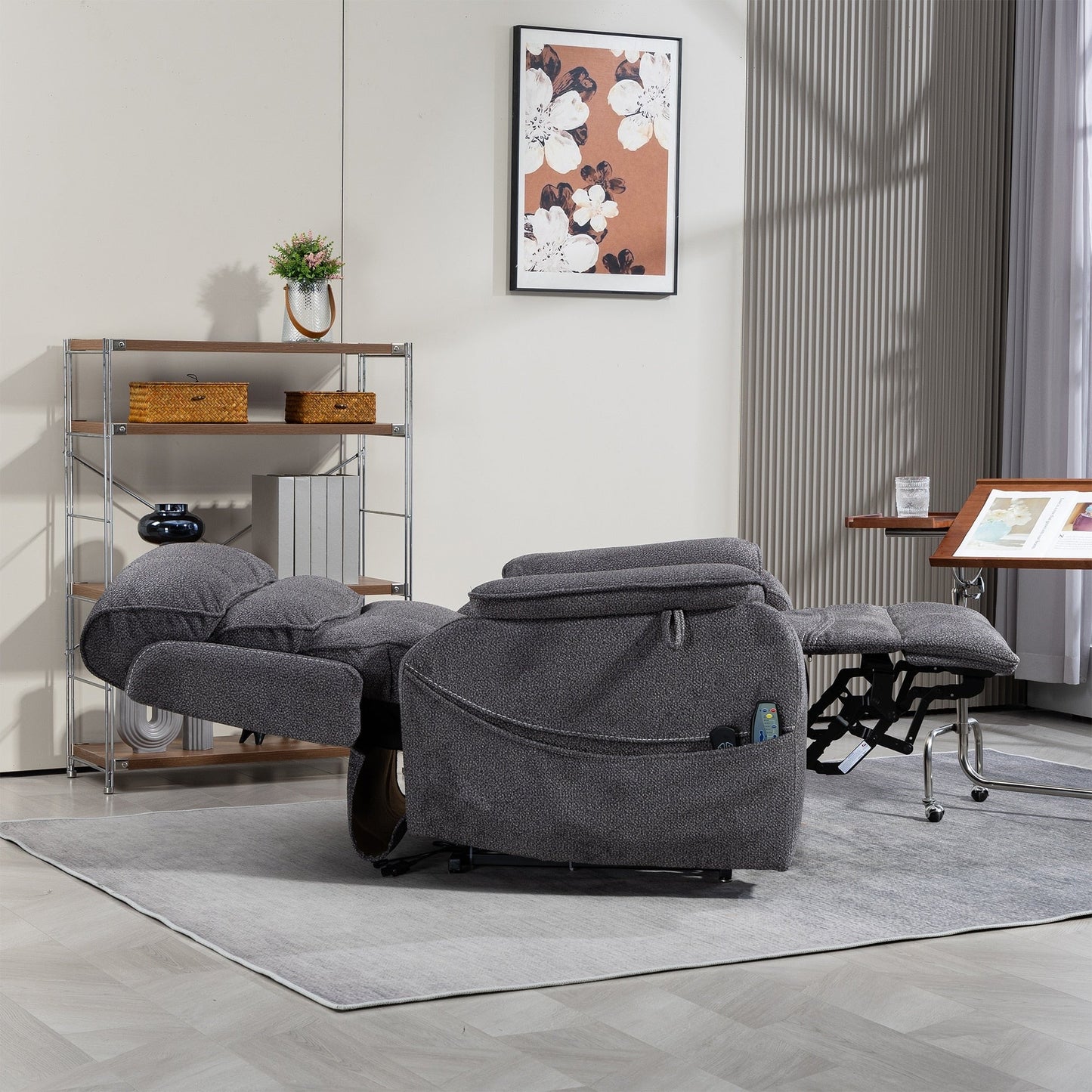 Poltrona reclinabile elettrica di grandi dimensioni con massaggio termico, posizione sdraiata a 180°