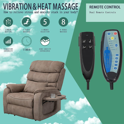 Poltrona reclinabile elettrica di grandi dimensioni con massaggio termico, posizione sdraiata a 180°