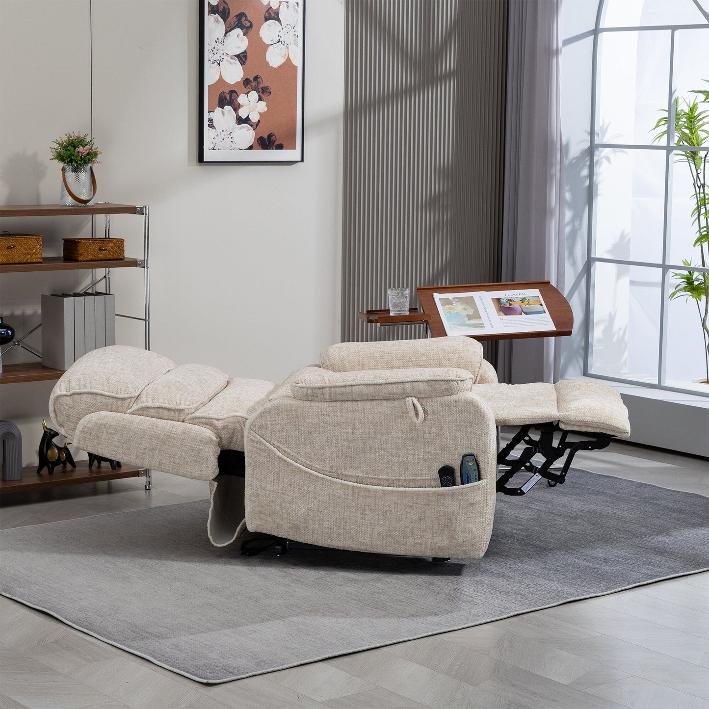 Poltrona reclinabile elettrica di grandi dimensioni con massaggio termico, posizione sdraiata a 180°