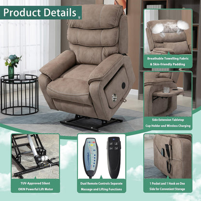 Poltrona reclinabile elettrica di grandi dimensioni con massaggio termico, posizione sdraiata a 180°