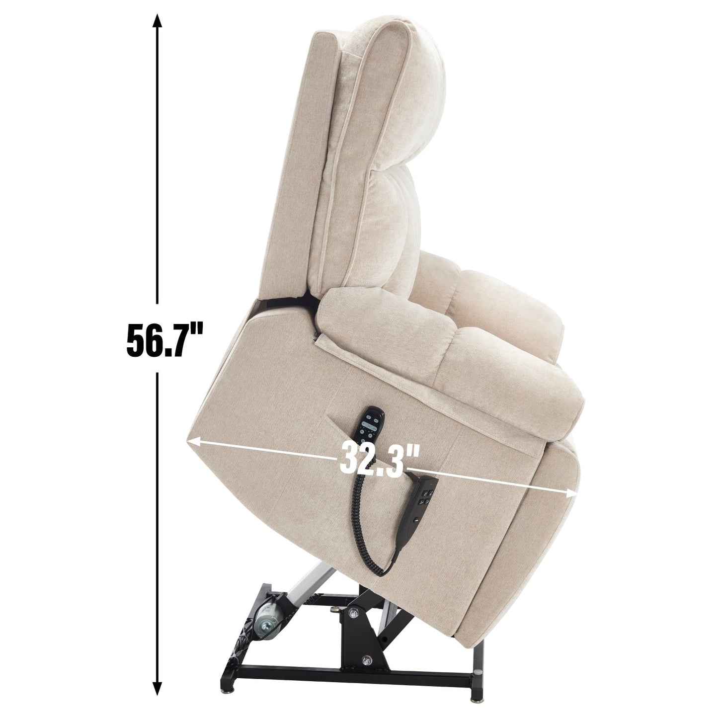 Poltrona reclinabile elettrica di grandi dimensioni con doppio motore, funzioni di riscaldamento e massaggio, reclinazione a posizioni infinite, portabicchieri nascosti