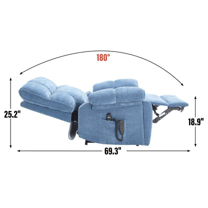 Poltrona reclinabile elettrica di grandi dimensioni con doppio motore, funzioni di riscaldamento e massaggio, reclinazione a posizioni infinite, portabicchieri nascosti