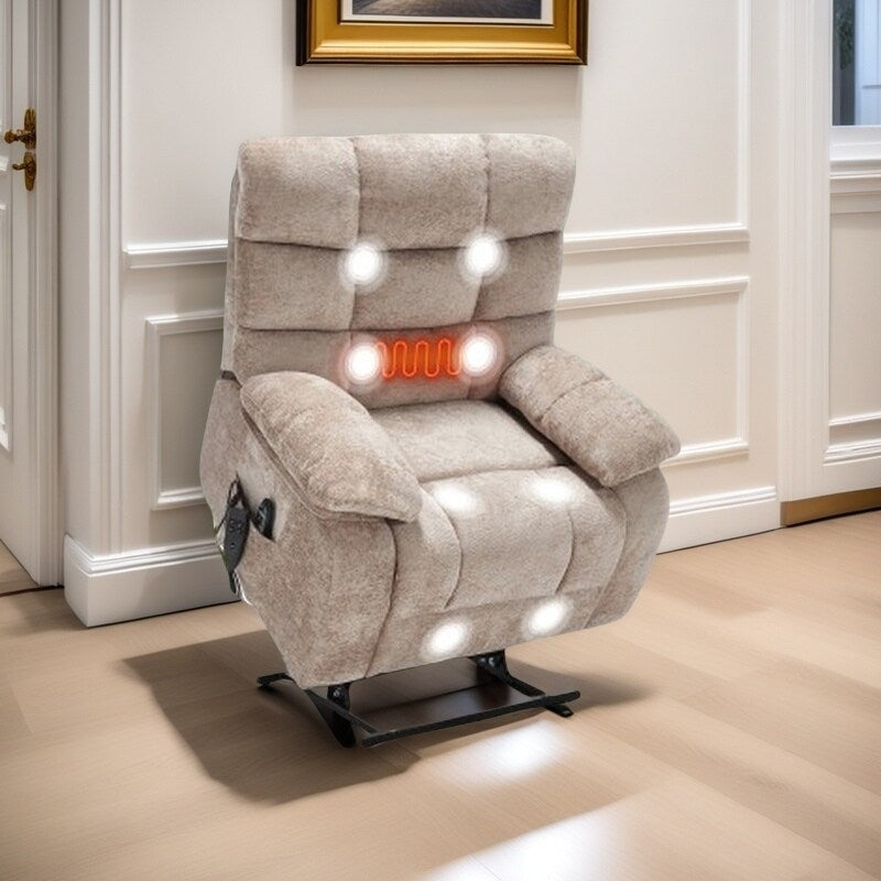Poltrona reclinabile elettrica di grandi dimensioni con doppio motore, riscaldamento e massaggio, reclinazione infinita (capacità di 350 libbre), telecomando