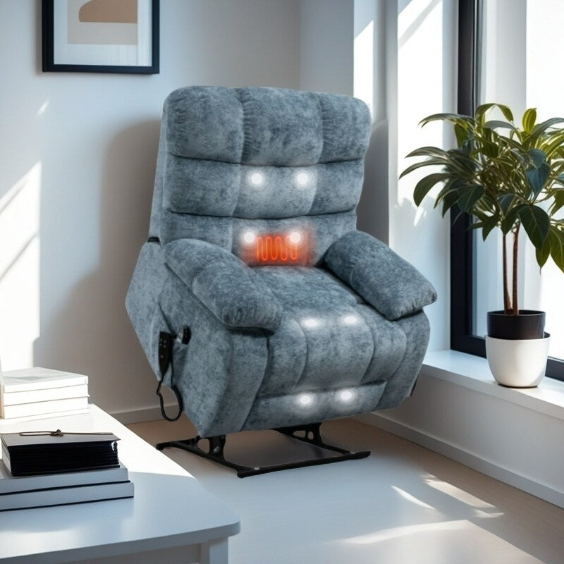 Poltrona reclinabile elettrica di grandi dimensioni con doppio motore, riscaldamento e massaggio, reclinazione infinita (capacità di 350 libbre), telecomando